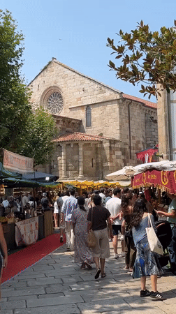 Street market in full swing in A Coruña, Spain