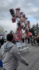 Colorful amusement ride stands ready at Coquitlam fairground