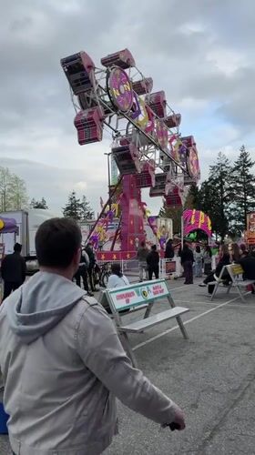 Colorful amusement ride stands ready at Coquitlam fairground