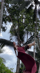 Tourists enjoy swings and ziplines at Tegallalang Rice Terraces
