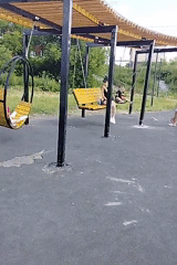 Late-night playground and dog agility course in Yashkino