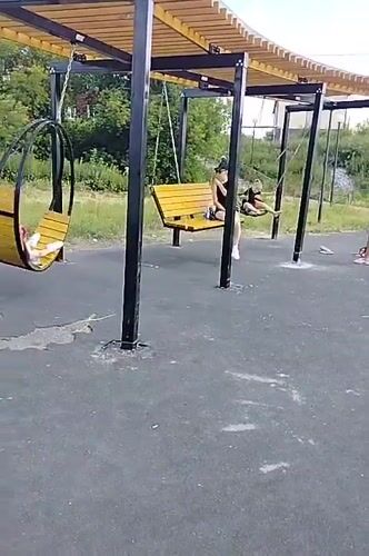 Late-night playground and dog agility course in Yashkino