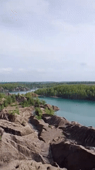 Witness captures scenic eroded landscape and turquoise lakes near Maya