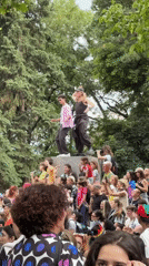 Outdoor festival in Sofia park with stage performances