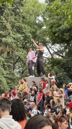 Outdoor festival in Sofia park with stage performances