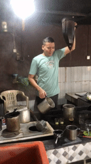 Morning coffee preparation and tree documentation in Lhokseumawe