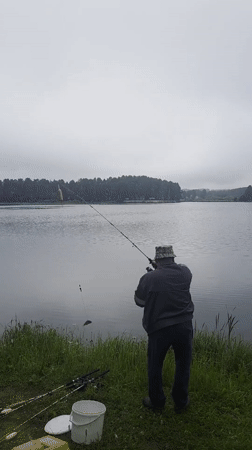 Early morning fishing expedition documented at Putino lake