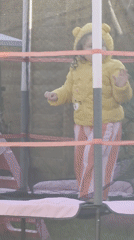 Child plays on safety trampoline in Hornchurch