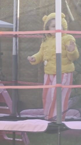Child plays on safety trampoline in Hornchurch