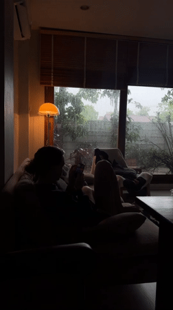Rainy morning in at a Chang Phueak home, indoors and out