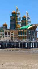 Beringin's stilted coastal mosque and surrounding streets
