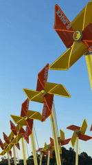 B. DUCK branded pinwheels spinning in Xiangzhou display installation