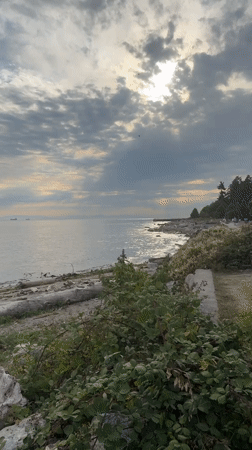 West Vancouver waterfront at dusk: beach, crowds, and coastal scenes