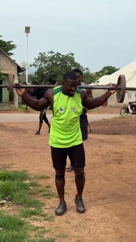 Morning outdoor weightlifting session documented in Akwanga, Nigeria