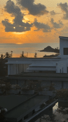 Sunset reflections captured in Choeng Mon pool complex