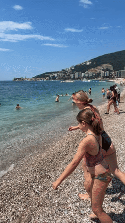 Beach day activities captured in Budva, Montenegro waters