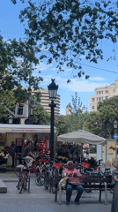 Sunny afternoon activity recorded on Barcelona pedestrian promenade