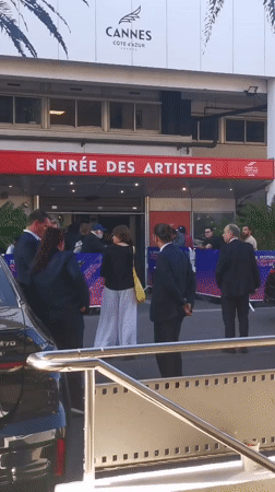 Vehicle arrives at Cannes Film Festival artists' entrance