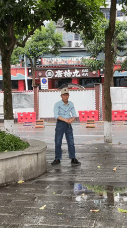 Morning routines unfold across rainy Jiangjin: martial arts, cleaning, commuting