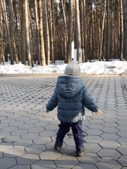Family visits fairy tale park in Domodedovo, Russia