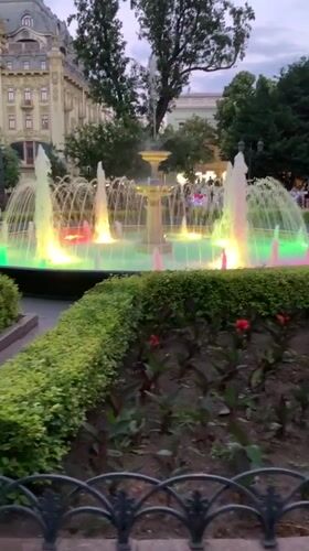 Odesa park and street life on a summer evening