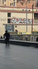 Skateboarders gather for afternoon session at Barcelona urban plaza