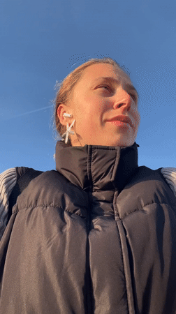 Woman in puffer vest spotted outdoors in Budva