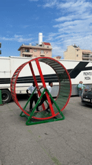 Men Run Inside Giant Hamster Wheel in Spanish Town