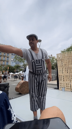 Period costume performers stage historical reenactment event in Barcelona