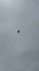 Fighter jet observed climbing through cloudy skies over Monchegorsk