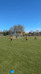 Youth soccer match played on sunny morning in Ragana