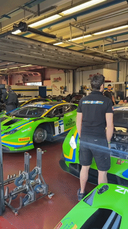 Ferrari and Lamborghini crews prep at Mugello Circuit