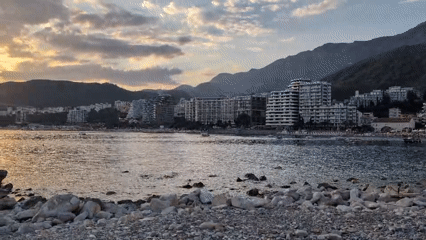 Summer evening along the Montenegrin Riviera at golden hour