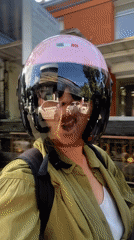 Morning motorcycle ride captured in Ubud resort district