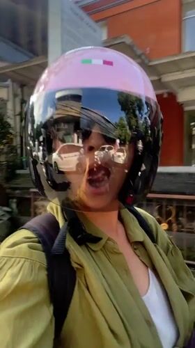 Morning motorcycle ride captured in Ubud resort district