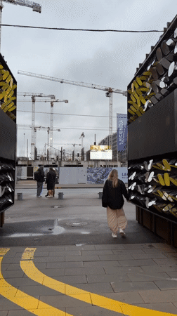 Evening out at an outdoor arts and food space in Saint Petersburg