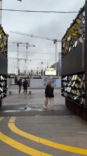 Evening out at an outdoor arts and food space in Saint Petersburg