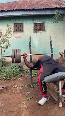 Morning outdoor weightlifting session documented in Akwanga, Nigeria