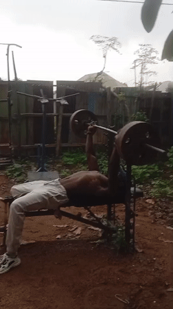 Outdoor gym session with improvised weights in Akwanga, Nigeria