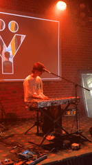Musician performs keyboard set at Moscow bar venue
