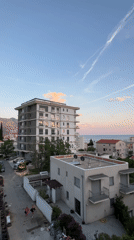 Evening cityscape captured from high vantage point in Montenegro