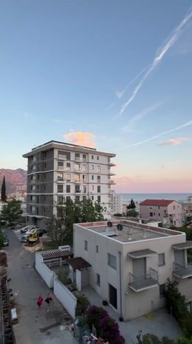 Evening cityscape captured from high vantage point in Montenegro