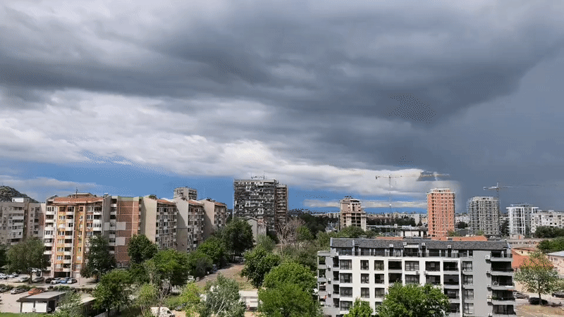 Storm clouds gather over Plovdiv cityscape