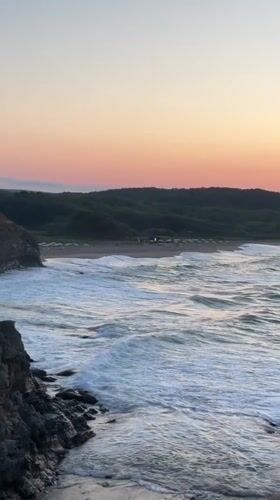 Sunset evening on the Black Sea coast at Sinemorets