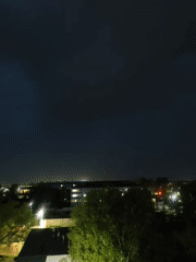 Lightning storm strikes Belogorsk, Russia during nighttime hours