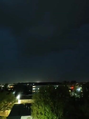 Lightning storm strikes Belogorsk, Russia during nighttime hours