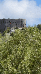 Stone fortress filmed on hilltop near Brajici, Montenegro
