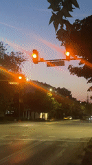 Empty intersection captured at dusk in Kazanlak, Bulgaria