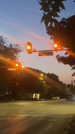 Empty intersection captured at dusk in Kazanlak, Bulgaria