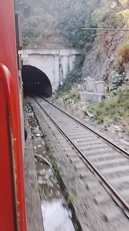 Train passes through tunnel in Thane, India
